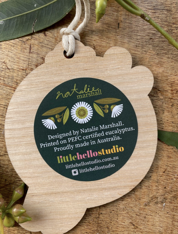 Little Hello Studio Shaped Kookaburra Wooden Christmas Decoration