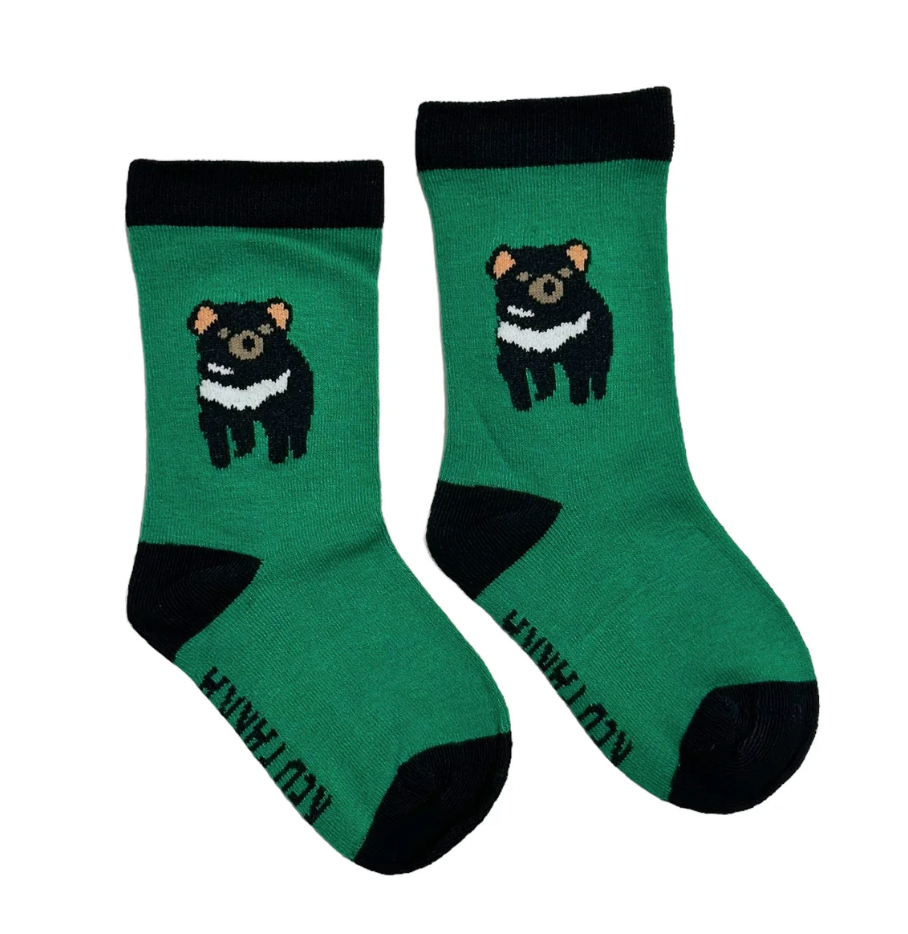 Red Parka Socks: Tassie Devil BABY socks