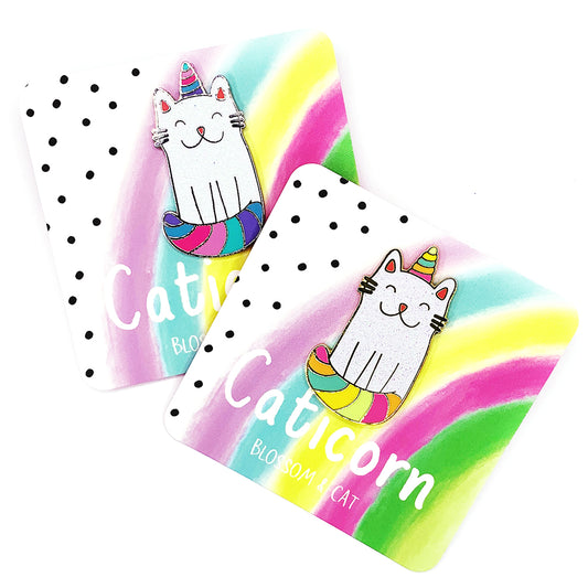 Blossom & Cat - Caticorn Enamel Pin · Lilac or Yellow · Choose Your Colour