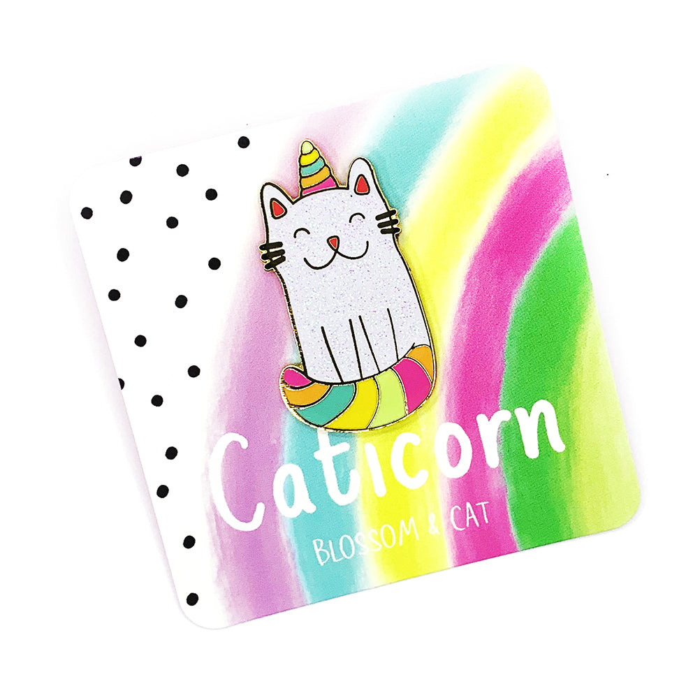 Blossom & Cat - Caticorn Enamel Pin · Lilac or Yellow · Choose Your Colour