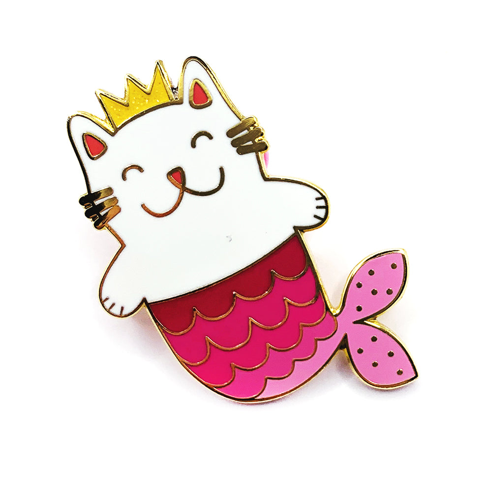 Blossom & Cat - Classic PurrMaid Enamel pin · Blue or Pink · Choose Your Colour