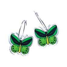 Smyle Designs - Green butterfly hoop Earrings