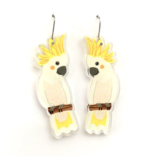 Smyle Designs - Sulphur Crested Cockatoo Earrings
