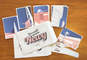 "Newcastle - it's pronounced Newy!"© set of 5 mini art prints/postcards by Anorak®