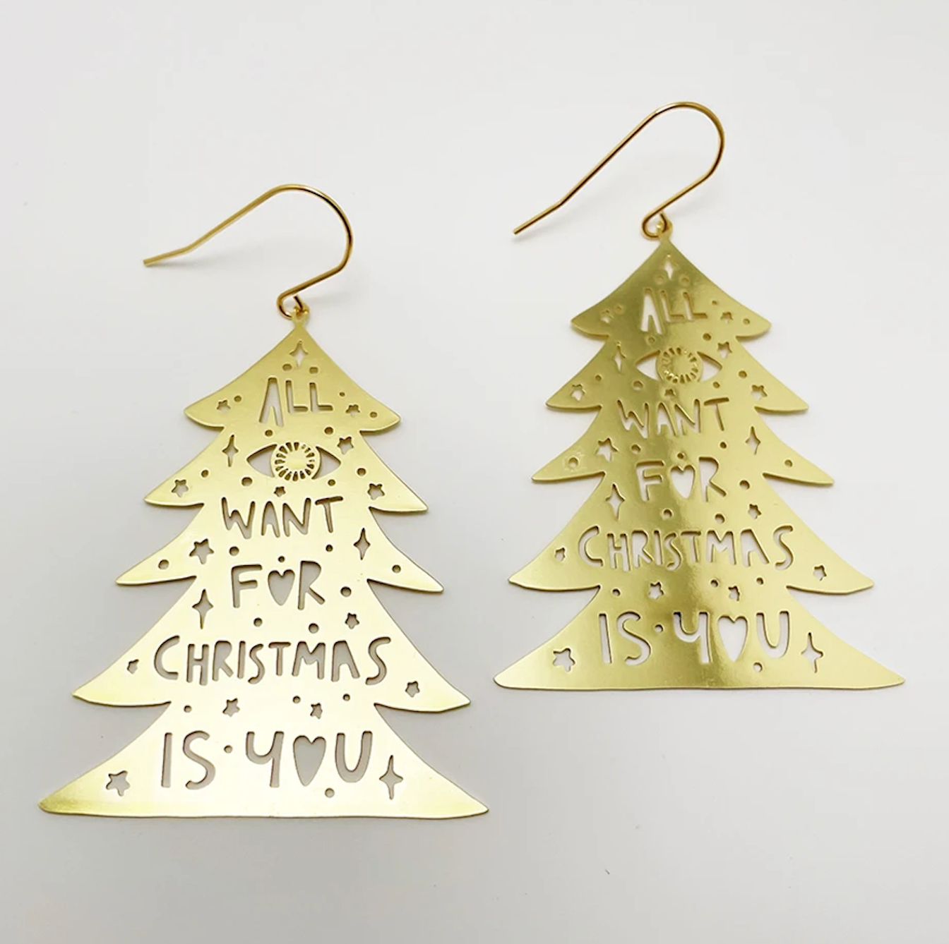 DENZ "Christmas Trees" Christmas dangles statement earrings - in gold