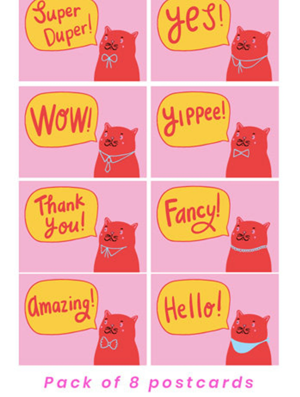 Able and Game Postcards - Red Cats - Pack Of Eight