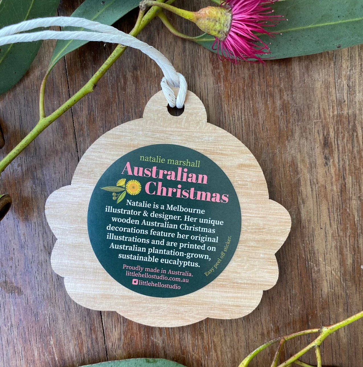 Little Hello Studio Shaped Native Bunch Wooden Christmas Decoration
