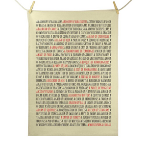 Red Parka (Jen Cossins) - Collective Nouns tea towel