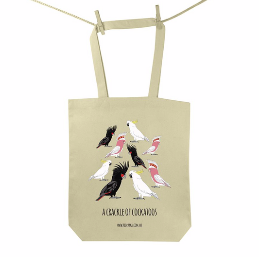 Red Parka (Jen Cossins) - Crackle of Cockatoos Tote Bag