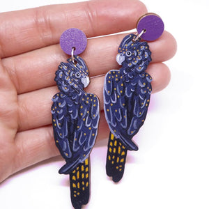 Pixie Nut & Co - Black cockatoo earrings