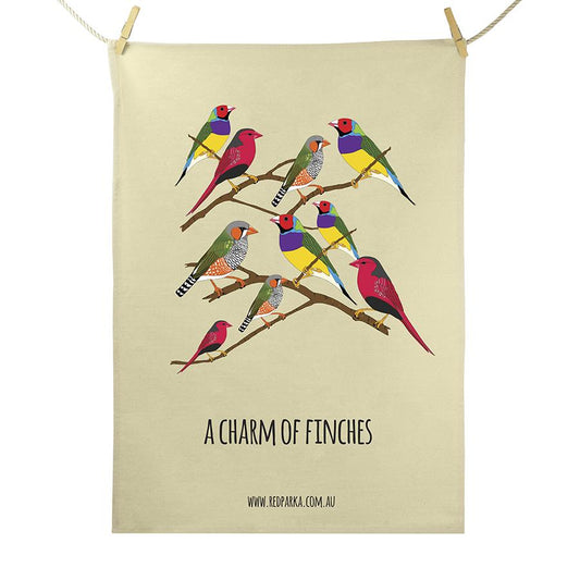 Red Parka (Jen Cossins) - Charm of Finches Tea Towel