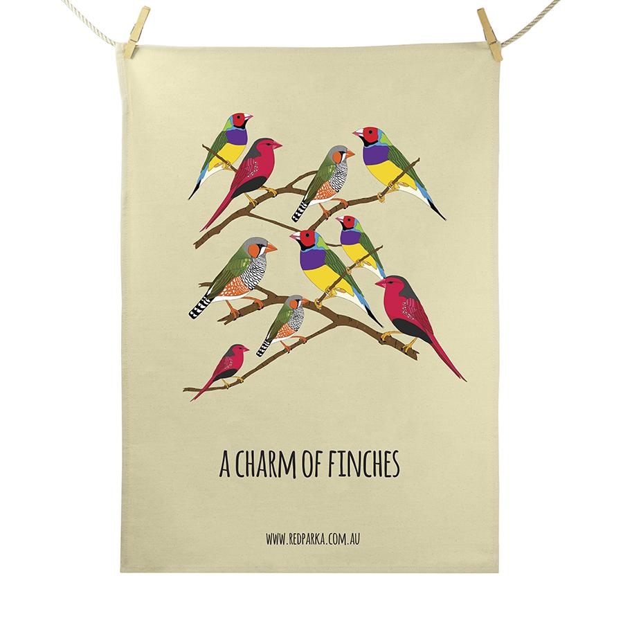 Red Parka (Jen Cossins) - Charm of Finches Tea Towel