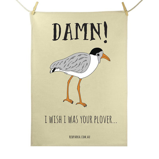 Red Parka (Jen Cossins) - Damn I wish I was your plover tea towel