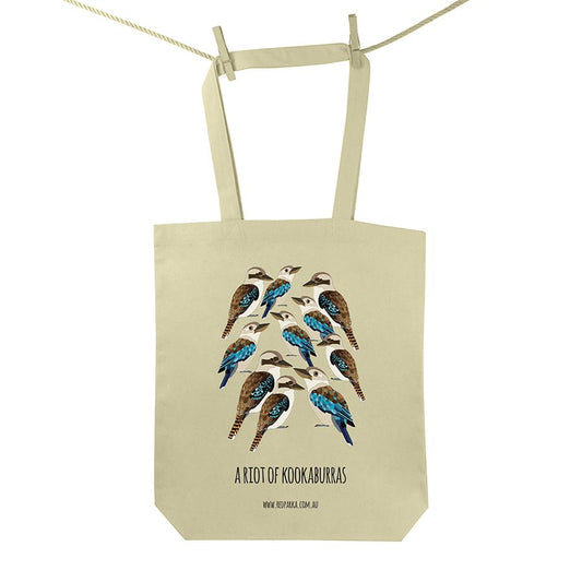 Red Parka (Jen Cossins) - Riot of Kookaburras Tote Bag