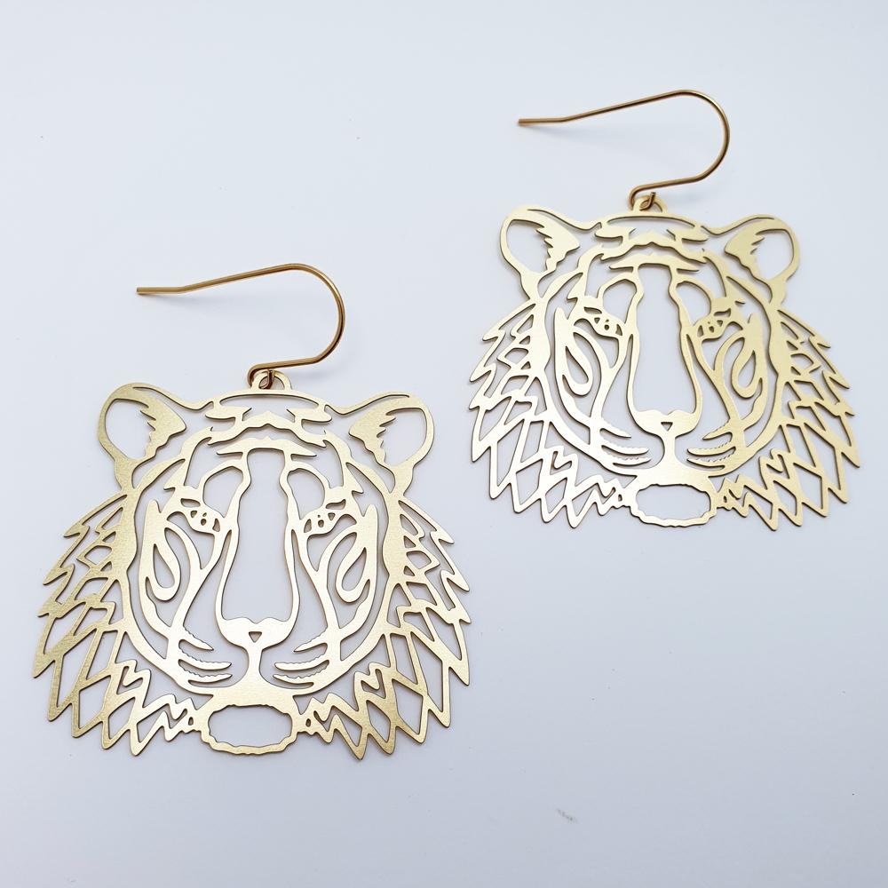 DENZ "Tiger" statement earrings - choose from silver or gold