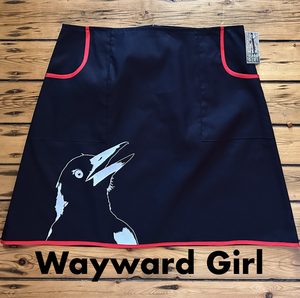 WAYWARD GIRL with Anorak Designs "Mr M. Moore" screen printed cotton drill Pockety Aline skirt