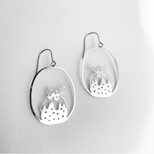 DENZ "Mini Puddings" Christmas dangles statement earrings  -   in silver