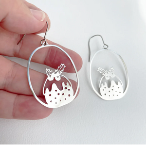 DENZ "Mini Puddings" Christmas dangles statement earrings  -   in silver