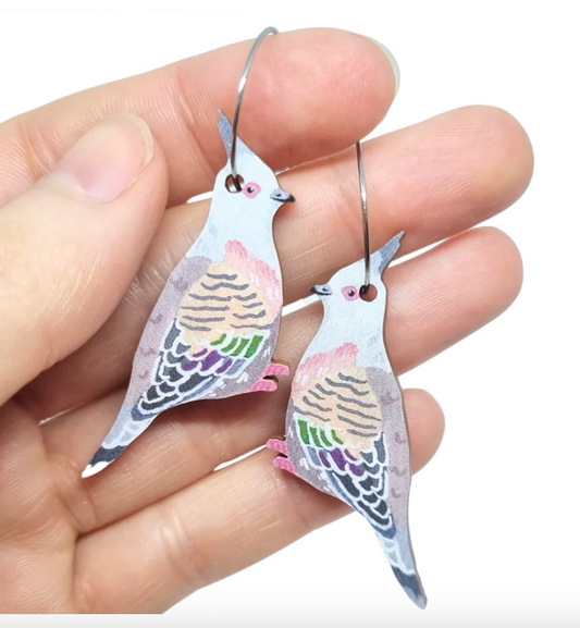 PIxie Nut & Co - Crested Pigeon HOOP EARRINGS