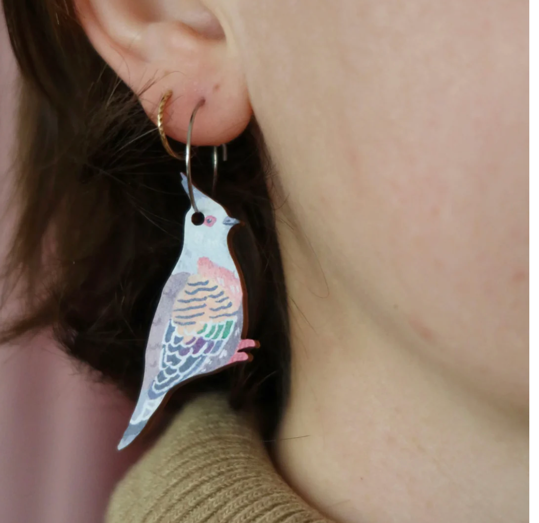 PIxie Nut & Co - Crested Pigeon HOOP EARRINGS