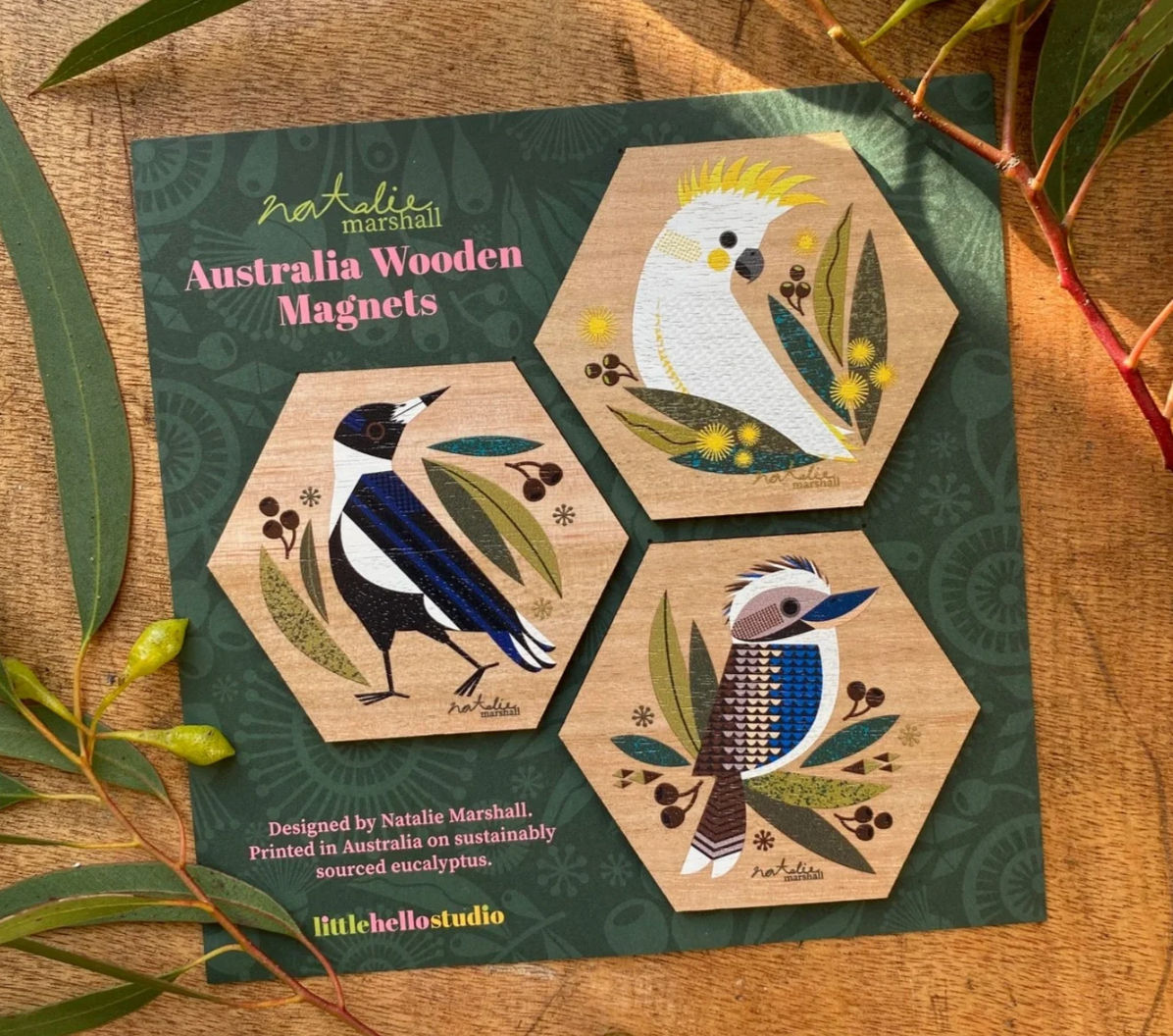 Little Hello Studio Australian Natives Wooden Magnets / Birds