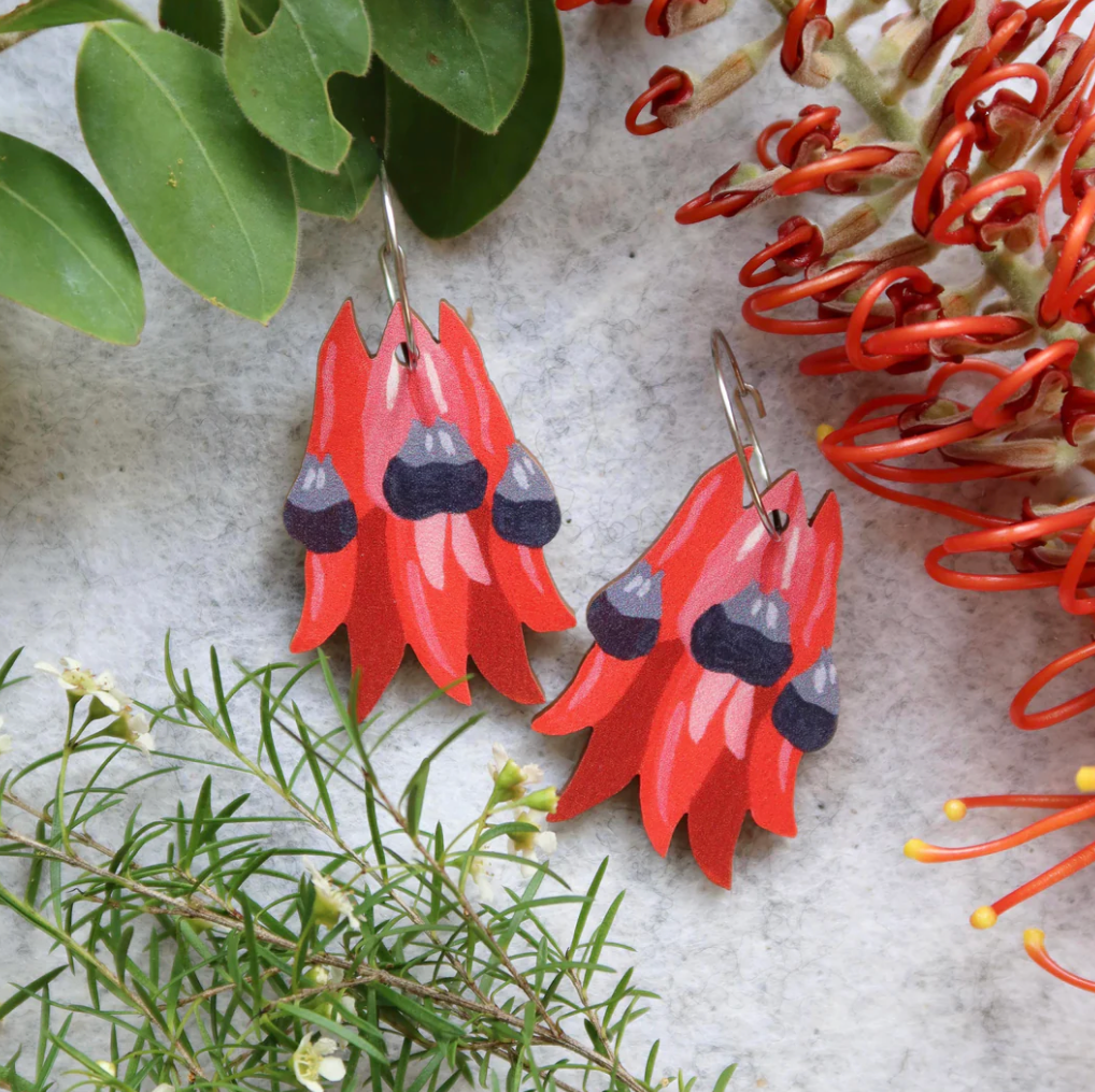 PIxie Nut & Co - Sturt Pea Australian Wildflower Earrings