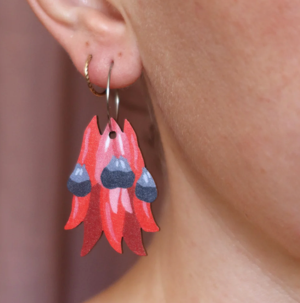 PIxie Nut & Co - Sturt Pea Australian Wildflower Earrings