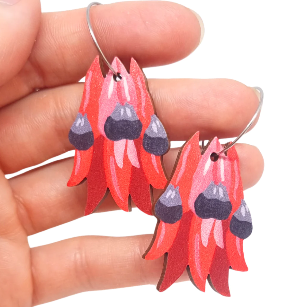 PIxie Nut & Co - Sturt Pea Australian Wildflower Earrings