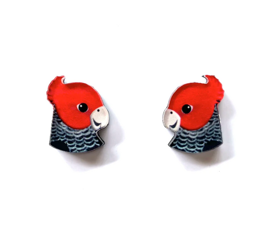 Smyle Designs Gang Gang Cockatoo Studs