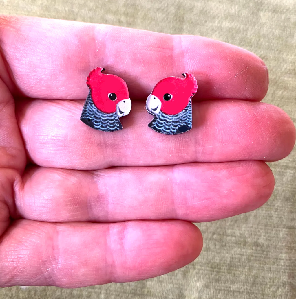 Smyle Designs Gang Gang Cockatoo Studs