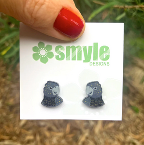 Smyle Designs Black Cockatoo Studs