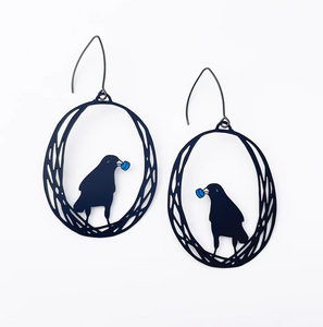 DENZ "Bowerbird" dangles statement earrings