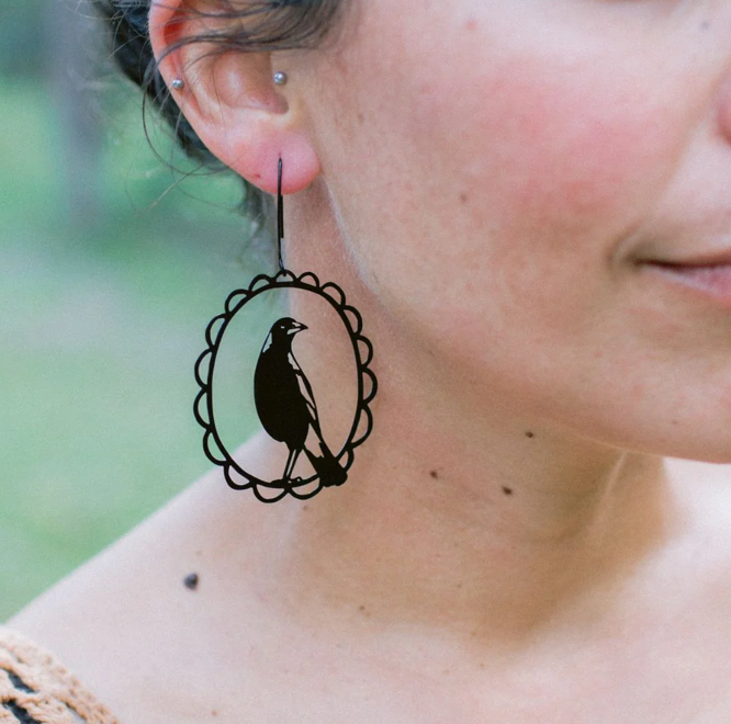 DENZ "Magpie" dangles statement earrings