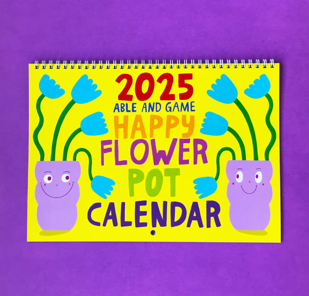 2025 Happy Flower Pot Calendar | 2025 Wall Calendar | 2025 Wall Planner by Able and Game (Copy) (Copy)