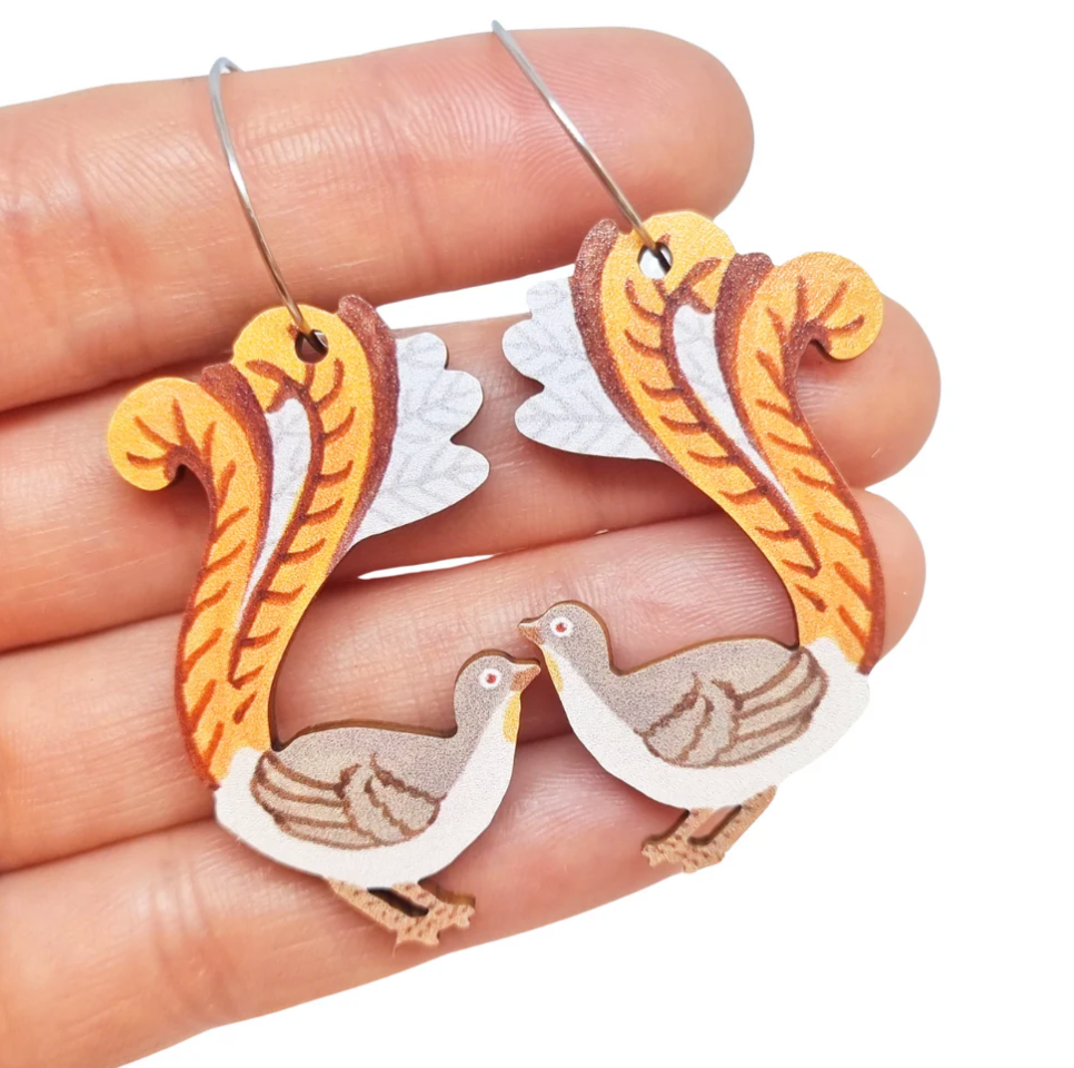 PIxie Nut & Co - Lyrebird Australian Bird Earrings