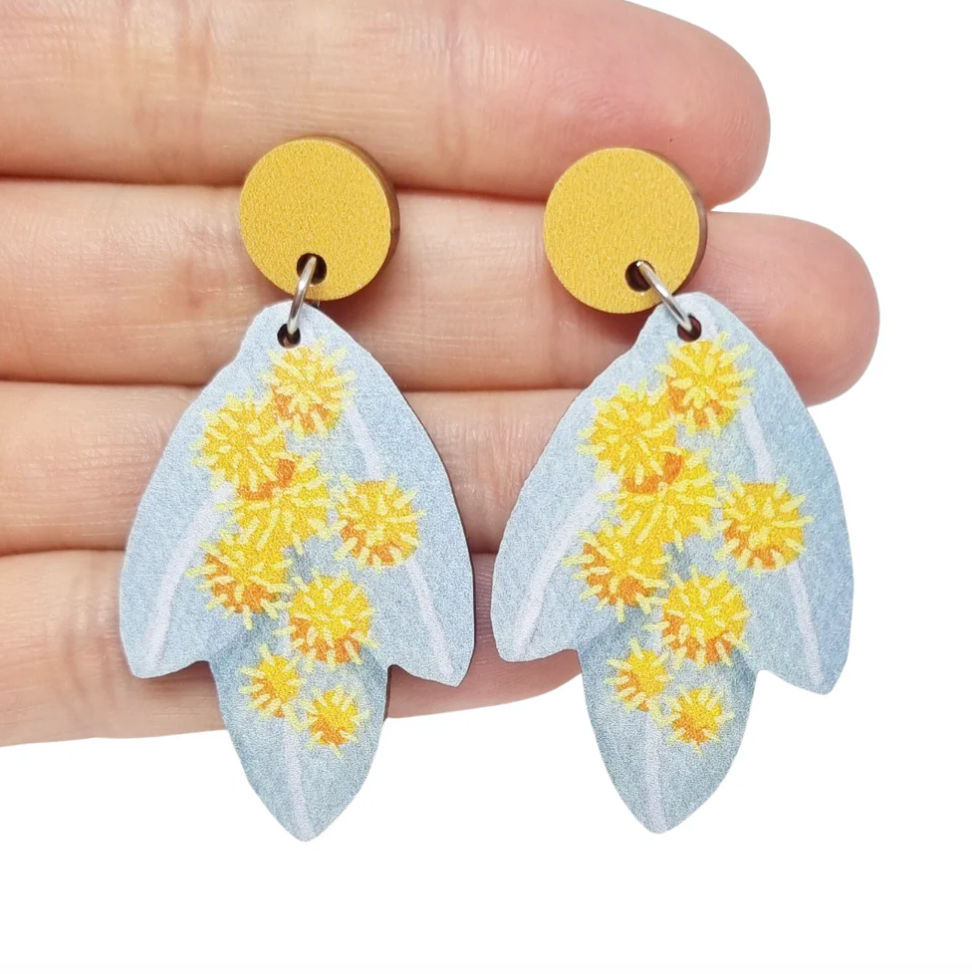 PIxie Nut & Co - Silver Wattle Australian Wildflower Earrings