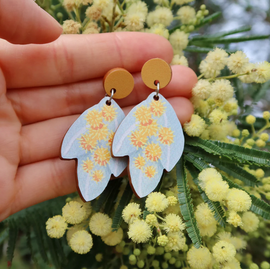 PIxie Nut & Co - Silver Wattle Australian Wildflower Earrings