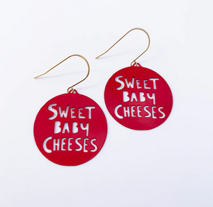 DENZ "Mini Sweet Baby Cheeses earrings in Red" Christmas dangles statement earrings