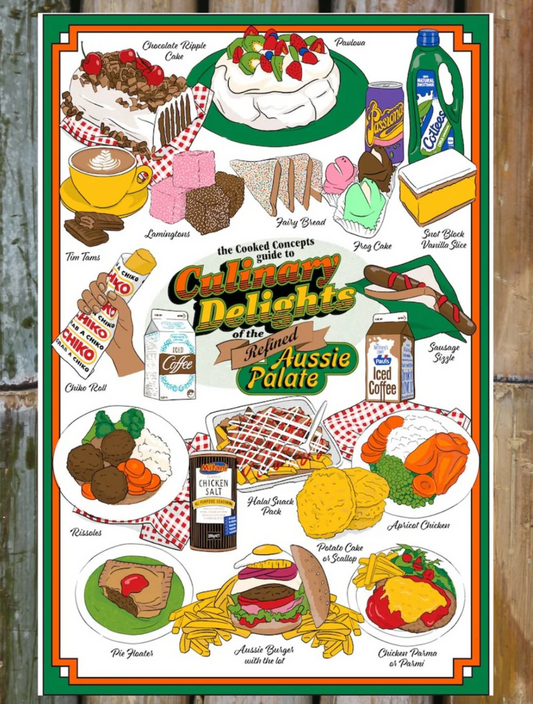 Cooked Concepts - Culinary Delights of the Refined Aussie Palate Tea Towel