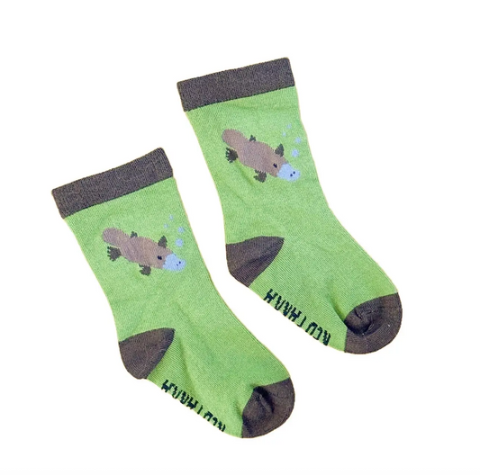 Red Parka Socks: Platypus BABY socks