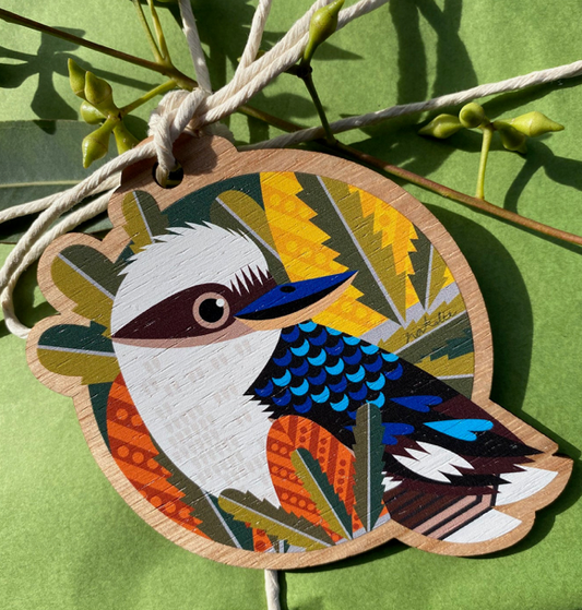 Little Hello Studio Shaped Kookaburra Wooden Christmas Decoration