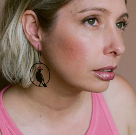 DENZ "Midi Christmas Magpie earrings in Black/Red" Christmas dangles statement earrings