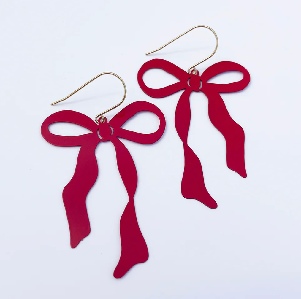 DENZ "Christmas Bow earrings in Red" Christmas dangles statement earrings