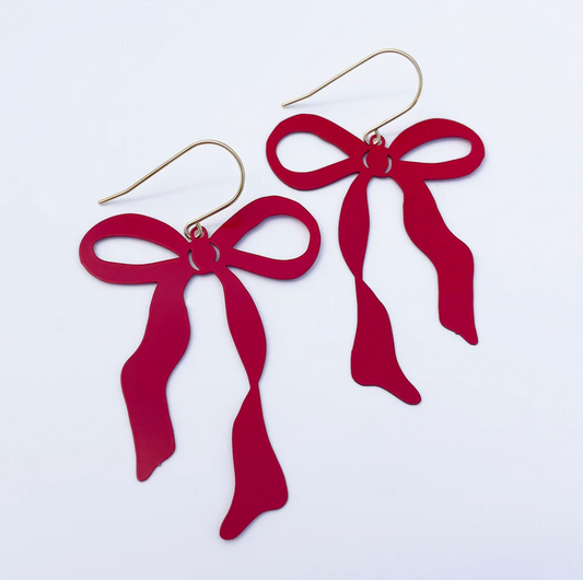 DENZ "Christmas Bow earrings in Red" Christmas dangles statement earrings