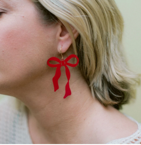 DENZ "Christmas Bow earrings in Red" Christmas dangles statement earrings