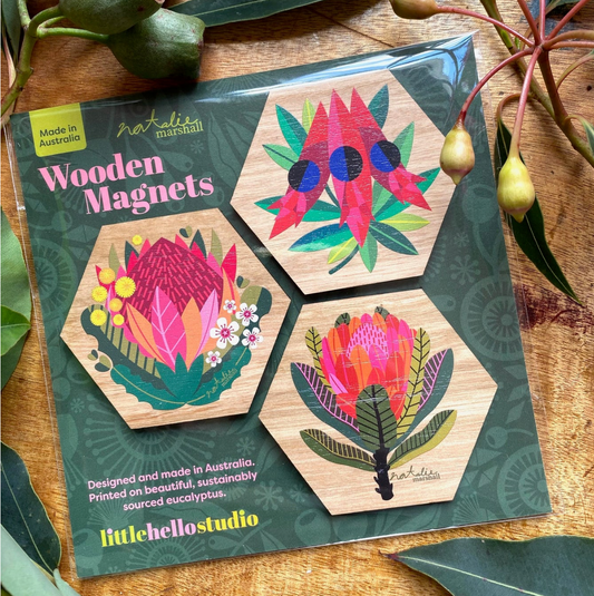 Little Hello Studio Australian Natives Wooden Magnets / Flowers