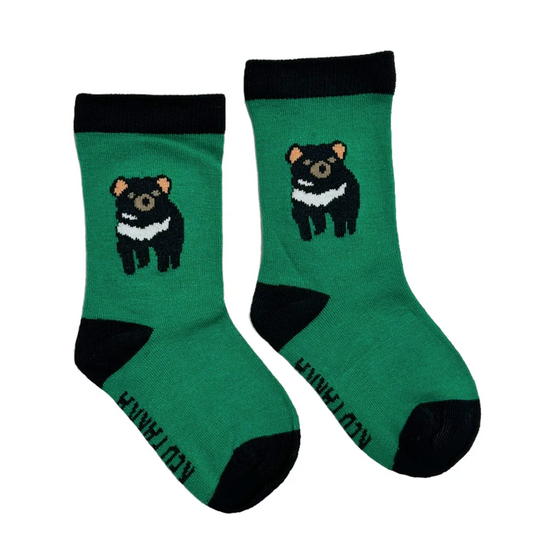 Red Parka Socks: Tassie Devil BABY socks