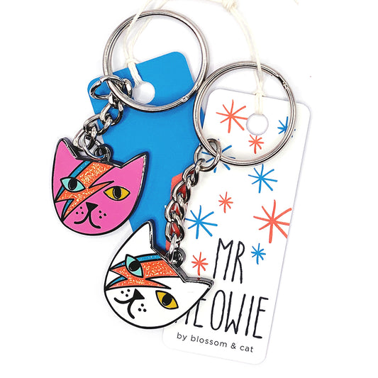 Blossom and Cat Keyring · Mr Meowie · Choose Your Colour