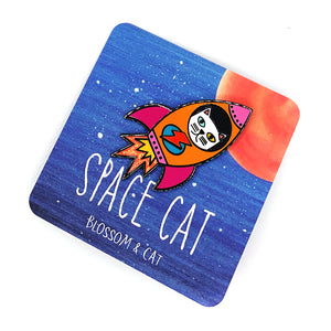 Blossom & Cat - Space Cat  pin choose Orange, Teal or Mustard