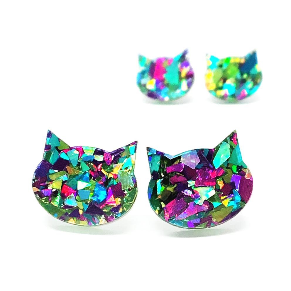 Blossom & Cat Glitzy Cat Earrings - Choose your colour & size!